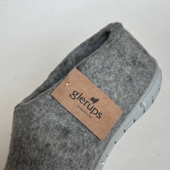 Glerups Wool Slippers Rubber Sole Slip On RARE Light Grey Sole House Shoes 8 NWT - Picture 5 of 9
